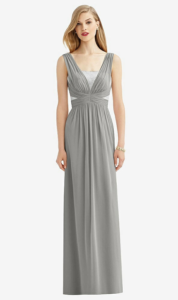 Front View - Chelsea Gray & Metallic Silver After Six Bridesmaid Dress 6741
