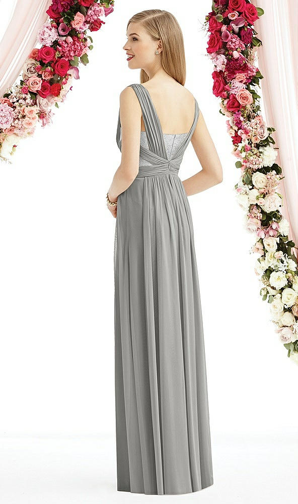 Back View - Chelsea Gray & Metallic Silver After Six Bridesmaid Dress 6741