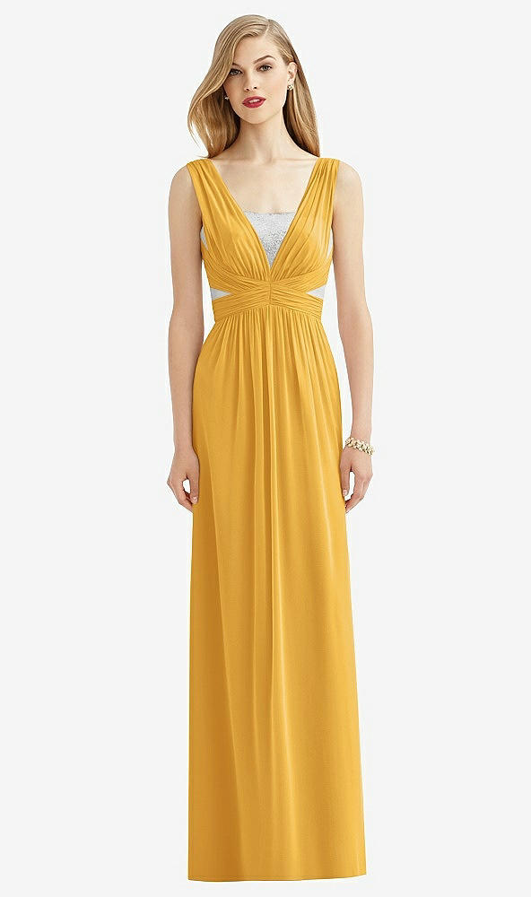 Front View - NYC Yellow & Metallic Silver After Six Bridesmaid Dress 6741