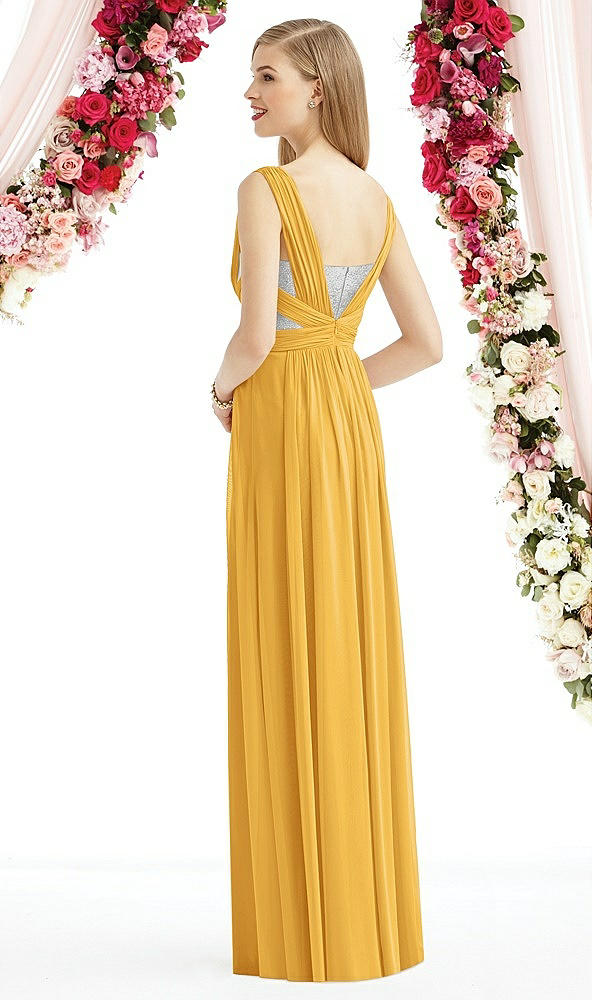 Back View - NYC Yellow & Metallic Silver After Six Bridesmaid Dress 6741