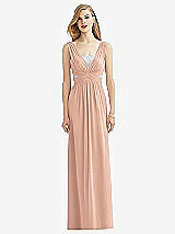 Front View Thumbnail - Pale Peach & Metallic Silver After Six Bridesmaid Dress 6741