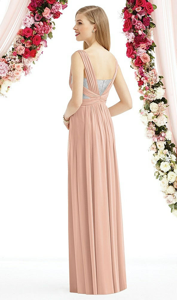 Back View - Pale Peach & Metallic Silver After Six Bridesmaid Dress 6741