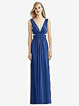Front View Thumbnail - Classic Blue & Metallic Silver After Six Bridesmaid Dress 6741