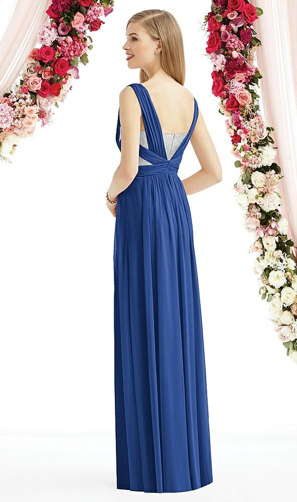 Back View - Classic Blue & Metallic Silver After Six Bridesmaid Dress 6741