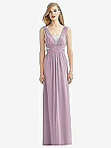Front View Thumbnail - Suede Rose & Metallic Silver After Six Bridesmaid Dress 6741