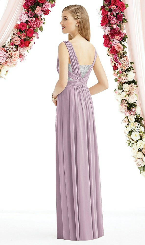 Back View - Suede Rose & Metallic Silver After Six Bridesmaid Dress 6741