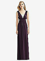 Front View Thumbnail - Aubergine & Metallic Silver After Six Bridesmaid Dress 6741