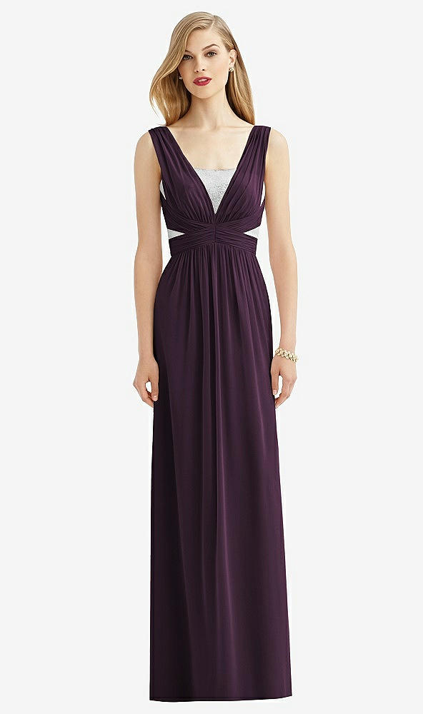 Front View - Aubergine & Metallic Silver After Six Bridesmaid Dress 6741