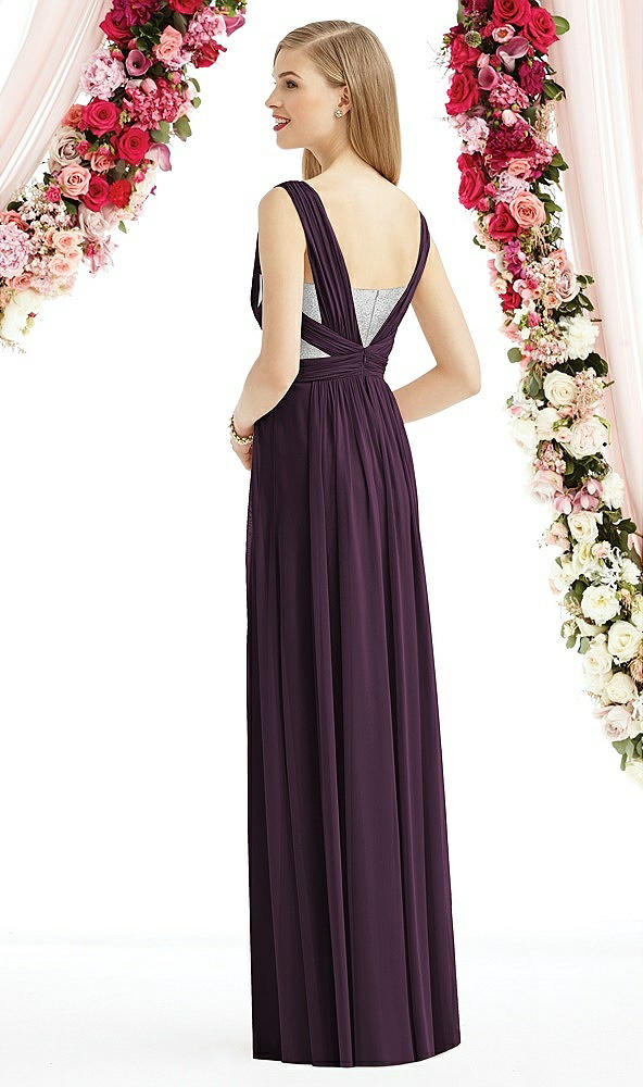Back View - Aubergine & Metallic Silver After Six Bridesmaid Dress 6741