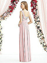 Rear View Thumbnail - Ballet Pink & Metallic Silver After Six Bridesmaid Dress 6741