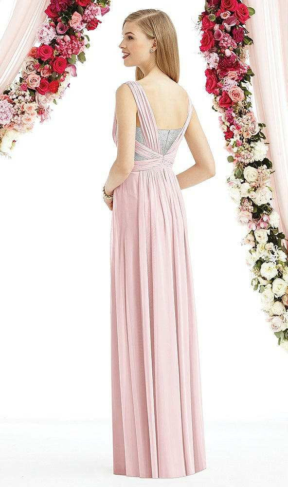 Back View - Ballet Pink & Metallic Silver After Six Bridesmaid Dress 6741