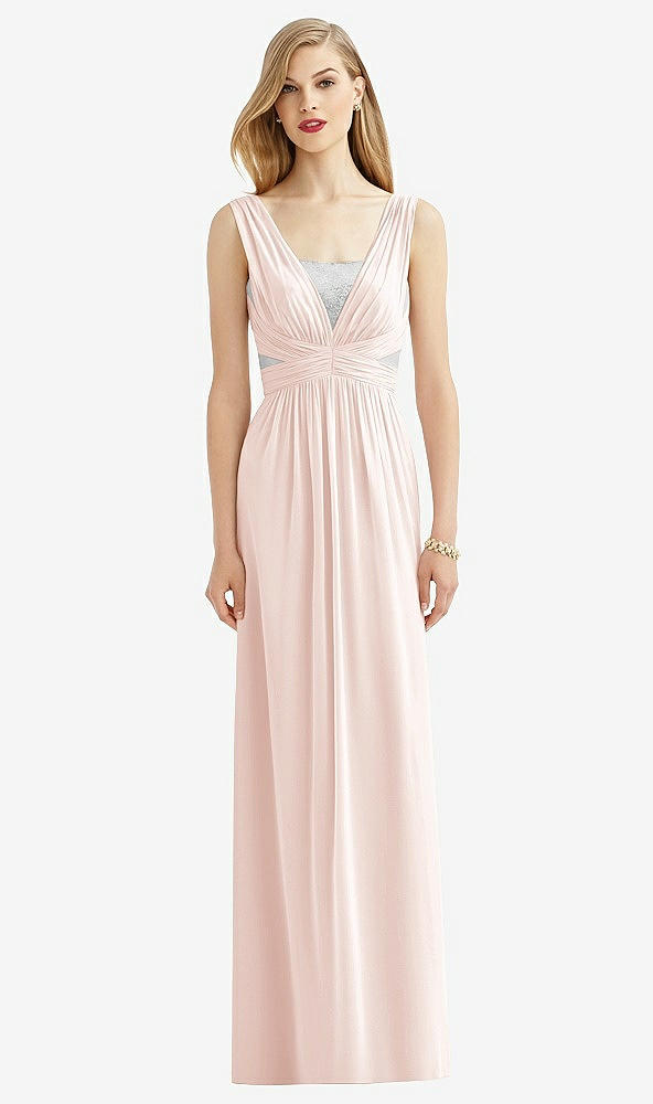 Front View - Blush & Metallic Silver After Six Bridesmaid Dress 6741