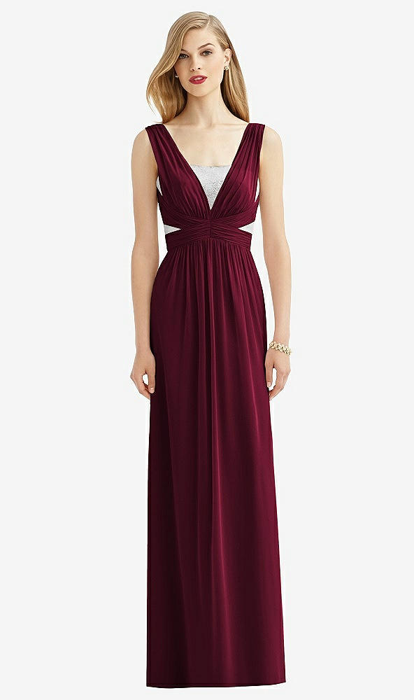 Front View - Cabernet & Metallic Silver After Six Bridesmaid Dress 6741