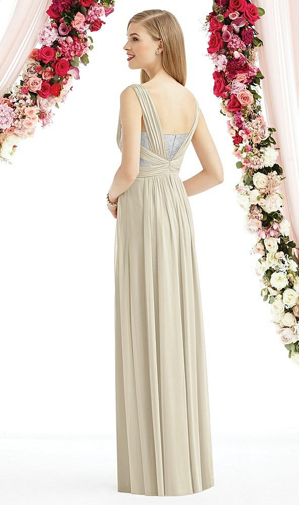 Back View - Champagne & Metallic Silver After Six Bridesmaid Dress 6741