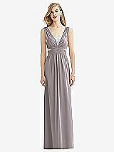 Front View Thumbnail - Cashmere Gray & Metallic Silver After Six Bridesmaid Dress 6741
