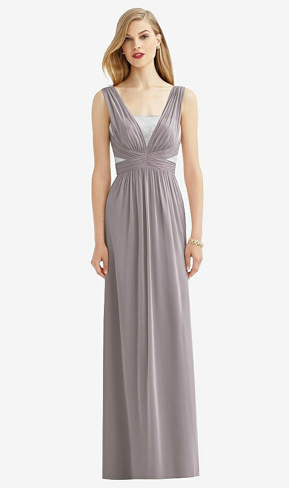 Front View - Cashmere Gray & Metallic Silver After Six Bridesmaid Dress 6741