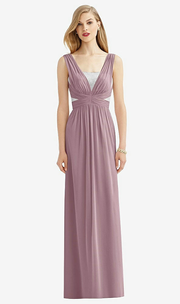 Front View - Dusty Rose & Metallic Silver After Six Bridesmaid Dress 6741