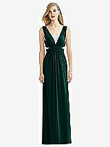 Front View Thumbnail - Evergreen & Metallic Silver After Six Bridesmaid Dress 6741