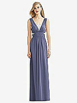 Front View Thumbnail - French Blue & Metallic Silver After Six Bridesmaid Dress 6741