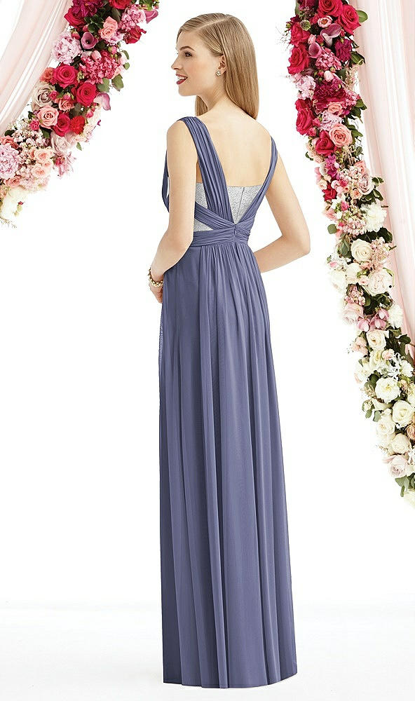 Back View - French Blue & Metallic Silver After Six Bridesmaid Dress 6741