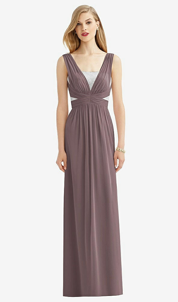 Front View - French Truffle & Metallic Silver After Six Bridesmaid Dress 6741