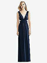 Front View Thumbnail - Midnight Navy & Metallic Silver After Six Bridesmaid Dress 6741