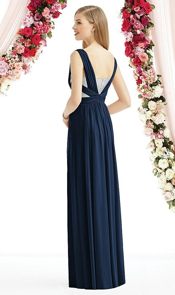 Back View - Midnight Navy & Metallic Silver After Six Bridesmaid Dress 6741