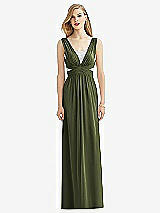 Front View Thumbnail - Olive Green & Metallic Silver After Six Bridesmaid Dress 6741