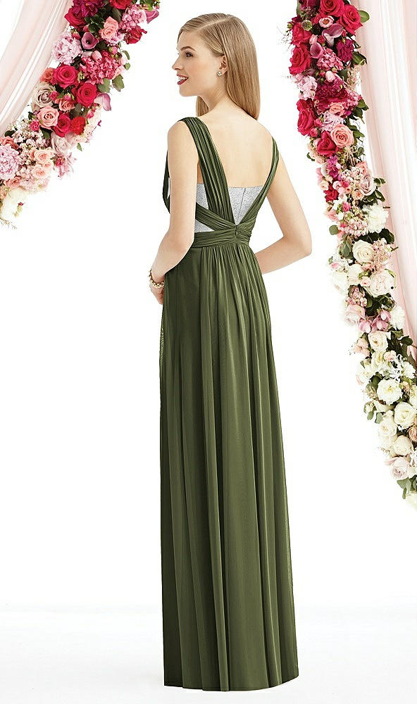 Back View - Olive Green & Metallic Silver After Six Bridesmaid Dress 6741