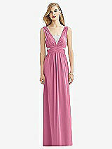 Front View Thumbnail - Orchid Pink & Metallic Silver After Six Bridesmaid Dress 6741