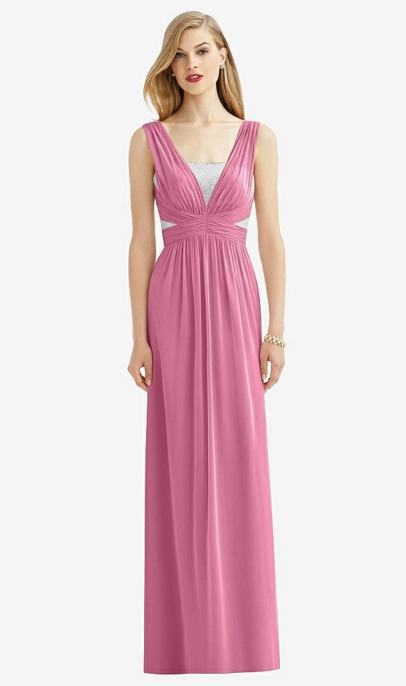 Front View - Orchid Pink & Metallic Silver After Six Bridesmaid Dress 6741