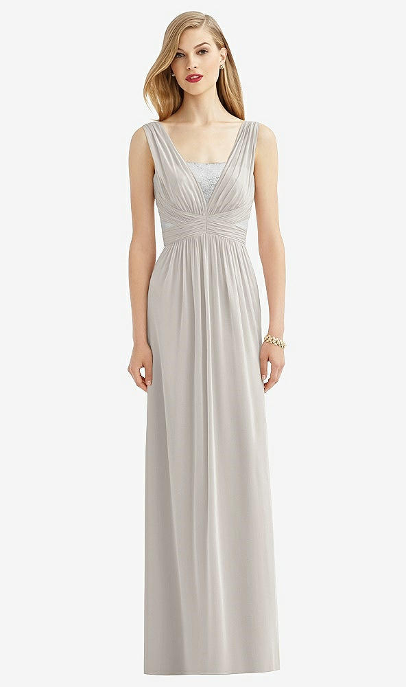 Front View - Oyster & Metallic Silver After Six Bridesmaid Dress 6741