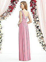 Rear View Thumbnail - Peony Pink & Metallic Silver After Six Bridesmaid Dress 6741