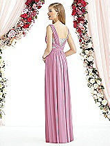 Rear View Thumbnail - Powder Pink & Metallic Silver After Six Bridesmaid Dress 6741