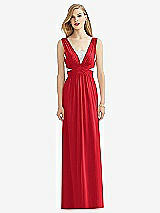 Front View Thumbnail - Parisian Red & Metallic Silver After Six Bridesmaid Dress 6741