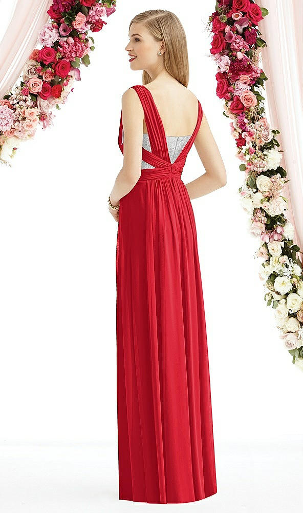 Back View - Parisian Red & Metallic Silver After Six Bridesmaid Dress 6741
