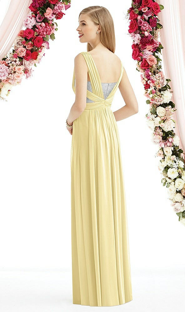 Back View - Pale Yellow & Metallic Silver After Six Bridesmaid Dress 6741