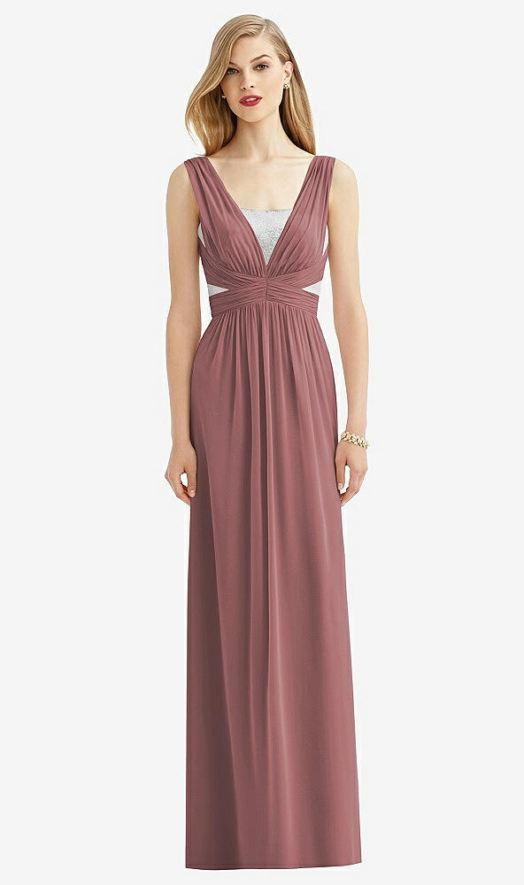 Front View - Rosewood & Metallic Silver After Six Bridesmaid Dress 6741