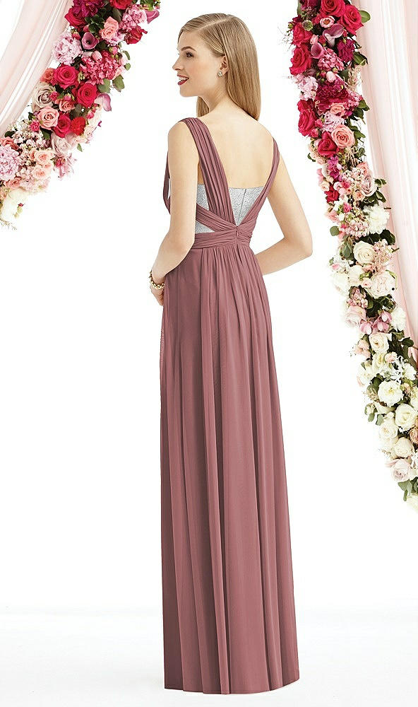 Back View - Rosewood & Metallic Silver After Six Bridesmaid Dress 6741