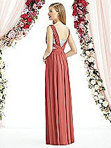 Rear View Thumbnail - Coral Pink & Metallic Silver After Six Bridesmaid Dress 6741