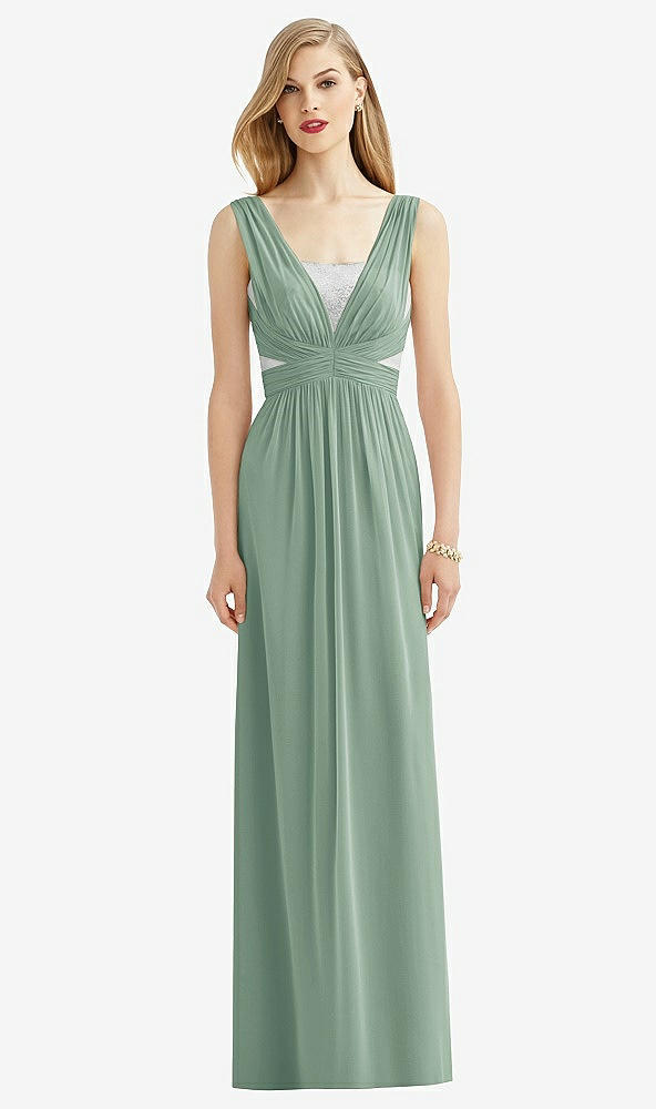 Front View - Seagrass & Metallic Silver After Six Bridesmaid Dress 6741