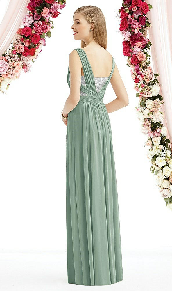 Back View - Seagrass & Metallic Silver After Six Bridesmaid Dress 6741