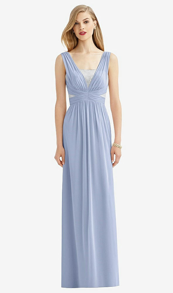 Front View - Sky Blue & Metallic Silver After Six Bridesmaid Dress 6741