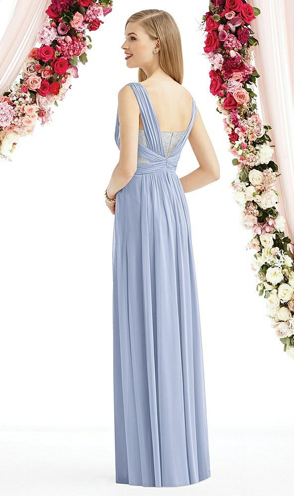 Back View - Sky Blue & Metallic Silver After Six Bridesmaid Dress 6741