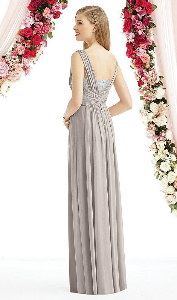 Back View - Taupe & Metallic Silver After Six Bridesmaid Dress 6741