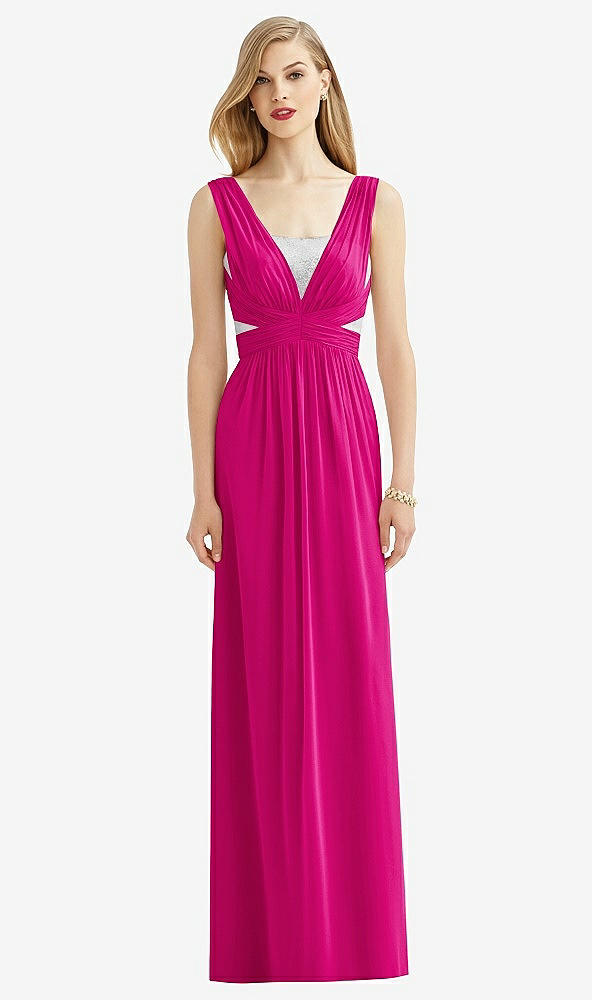 Front View - Think Pink & Metallic Silver After Six Bridesmaid Dress 6741