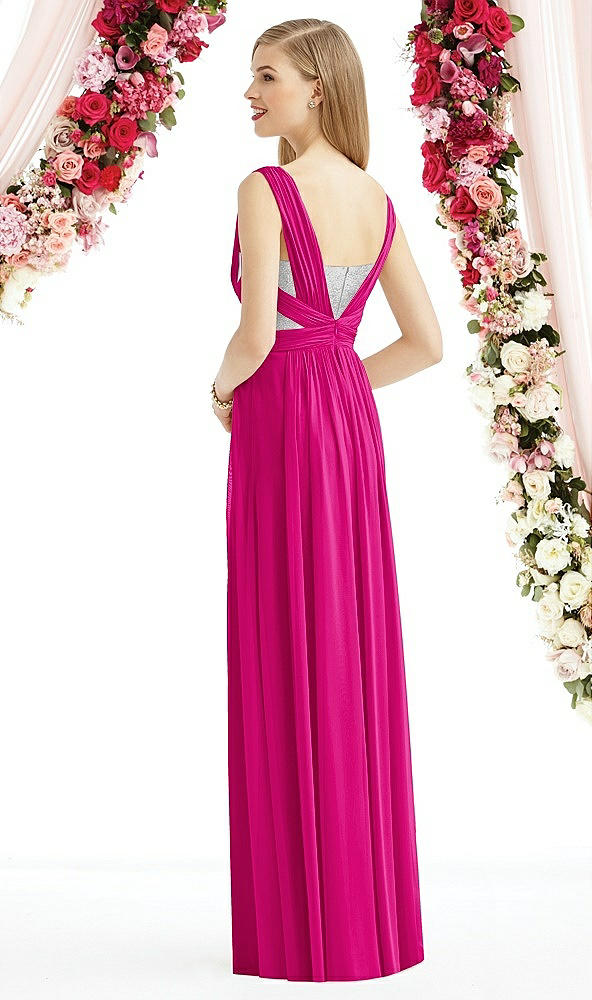 Back View - Think Pink & Metallic Silver After Six Bridesmaid Dress 6741