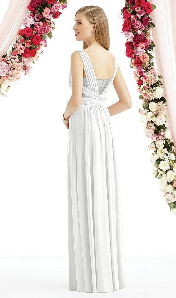 Back View - White & Metallic Silver After Six Bridesmaid Dress 6741