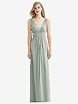 Front View Thumbnail - Willow Green & Metallic Silver After Six Bridesmaid Dress 6741