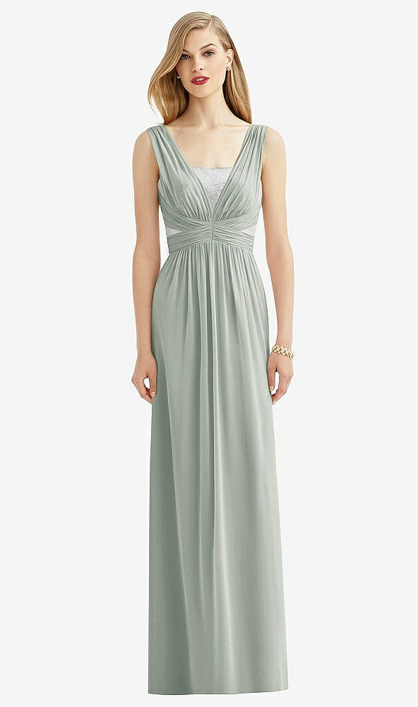 Front View - Willow Green & Metallic Silver After Six Bridesmaid Dress 6741